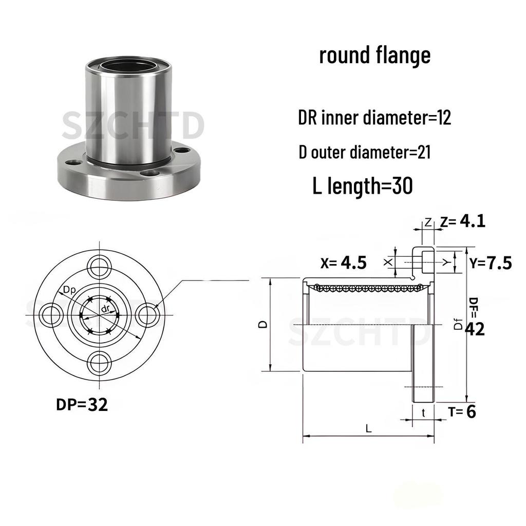 12mm ID LM12UU Linear Bearing & LMK12UU Flange Series: Wear-Resistant & Smooth