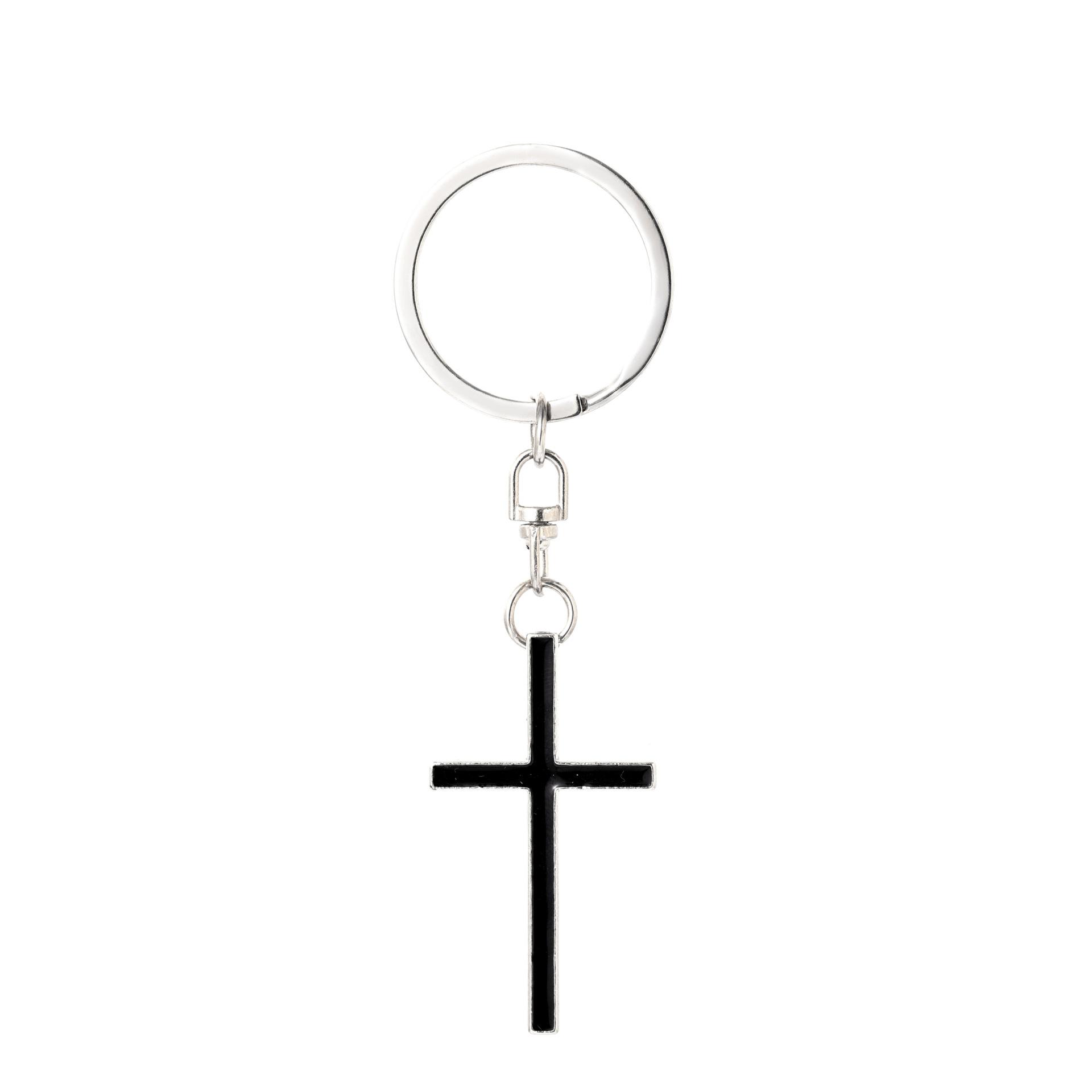 

Couple Cross Stainless Steel Keychain Simple Romantic Design Fashion Metal Keyring Practical Car Bag Pendant