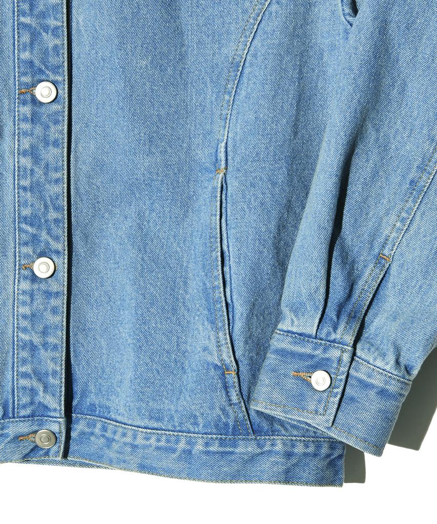 Peace Maker Divide Minimal Denim Trucker Jacket (Light Indigo)