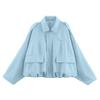Women's Solid Color Fashionable Sleeve Long Sleeved Zipper Casual Top Jacket Jacket