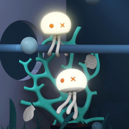Jellyfish Night Light for Kids Bed Frame Touch Control Jellyfish Lamp with Flexible Tentacles Rechargeable Baby Nursery Lamp Cute Gift for Baby Shower