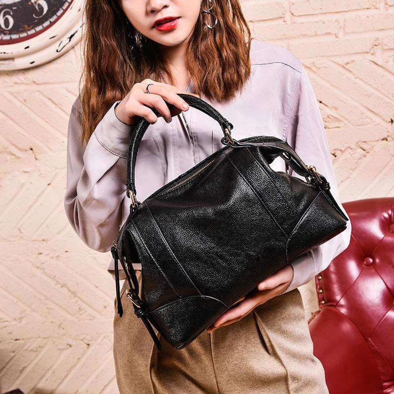 Simple and Versatile Large Capacity Genuine Leather Shoulder Bag Cowhide Commuter Ladies Diagonal Bag