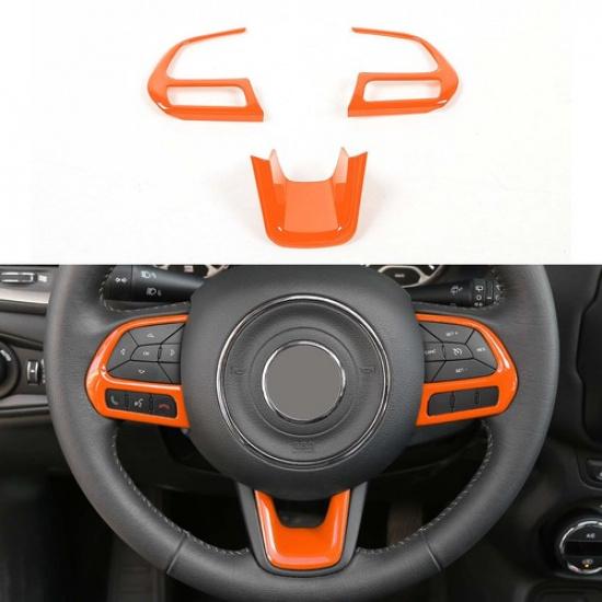 3x Steering Wheel Cover Trim for Jeep Renegade 2015+ Compass 2017+ Accessories
