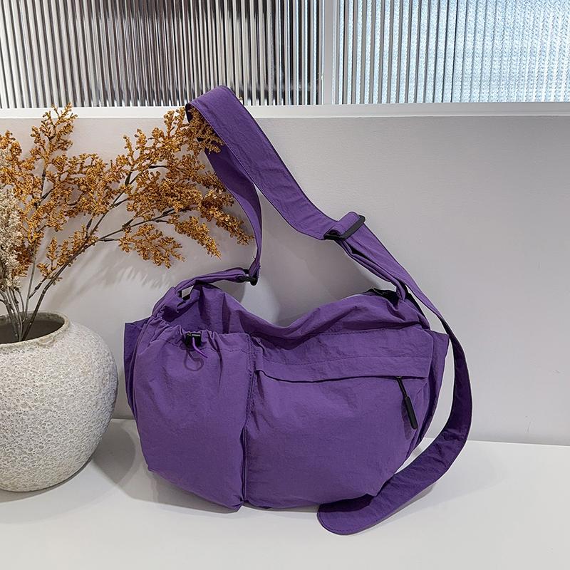 Lightweight Nylon Crossbody Hobo Bag Adjustable Strap Multi Pocket Zipper Casual Shoulder Purse for Women