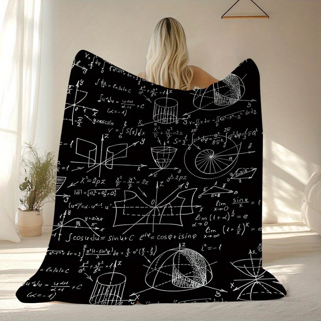 Mathematical equation digital-printed polyester Bedroom velvet flannel cover blanket Fleece soft sofa cover blankets for beds