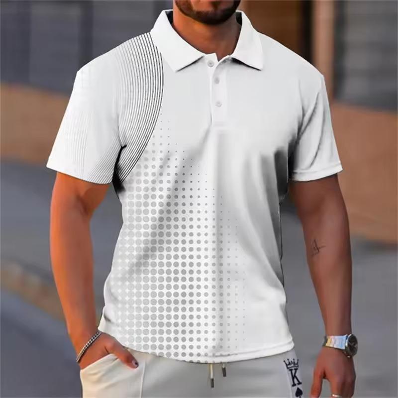 Men's Light Blue Tie Dye 3D Print Polo Shirt Casual Tops Spring Summer Daily Streetwear & Beach Vacation Occasions