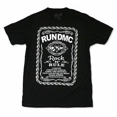 Men s Run DMC Whiskey Label Rock N Rule T-shirt Medium Black M