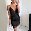 European and American women's clothing summer new sexy temperament V-neck lace splicing slim suspender dress