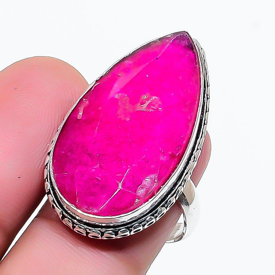 Natural Ruby(Simulated) Gemstone 925 Sterling Silver Jewelry Ring Size 6 AR-17691