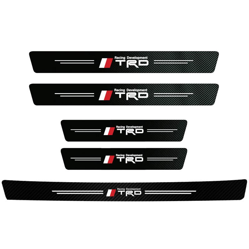 Car Door Sill Scuff Plate Decor Carbon Fiber Stickers Tire Valve For Toyota GR Corolla Yaris Aygo Prius RAV4 Crown Camry Auris