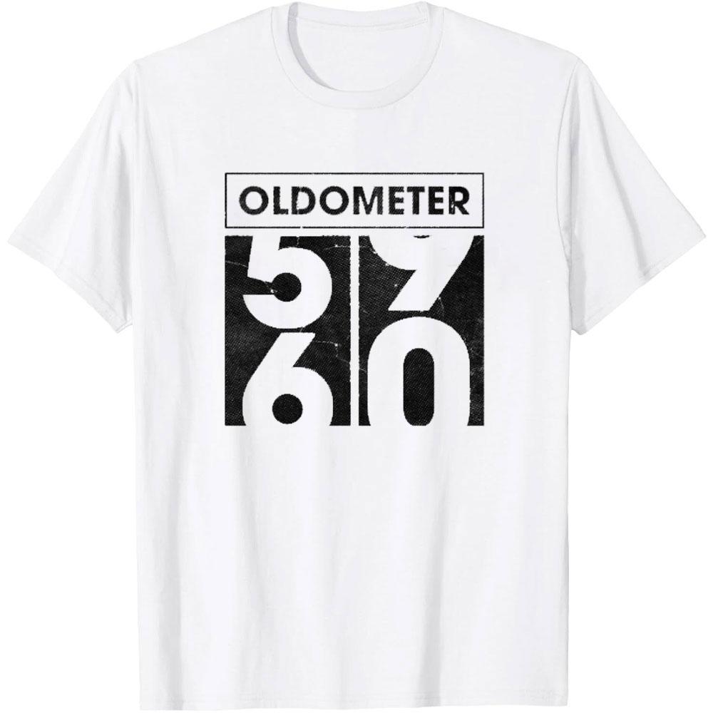 Mens Funny T Shirt Oldometer 59 To 60 Sarcastic Birthday Graphic Novelty Cotton Tshirt Vintage Fashion Casual Simple Streetwear