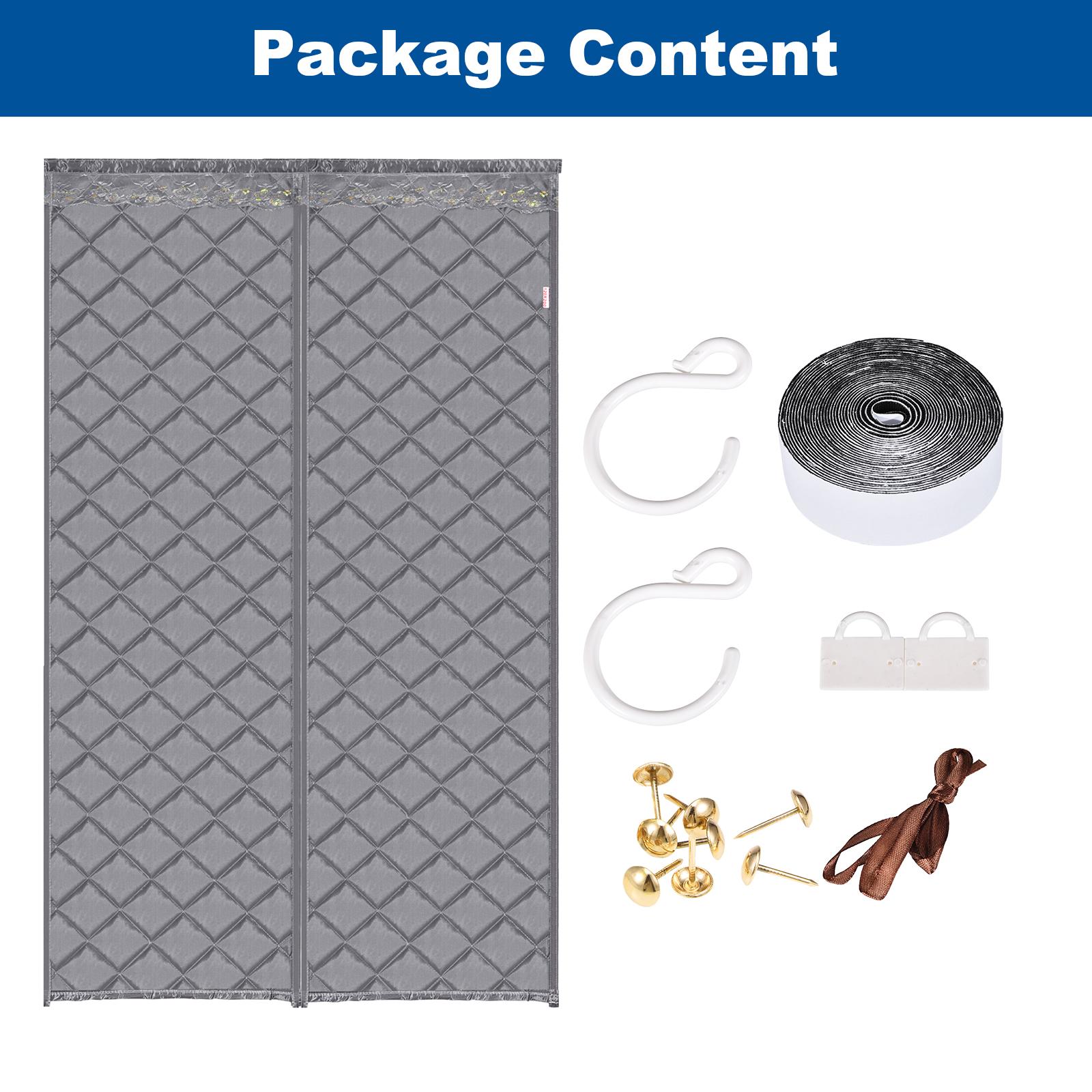 

Magnetic Thermal Insulated Door Curtain for Winter Waterproof Door Screen Oxford Cloth Thicken Cotton Door Cover Door Insulation 90x200cm сірий колір