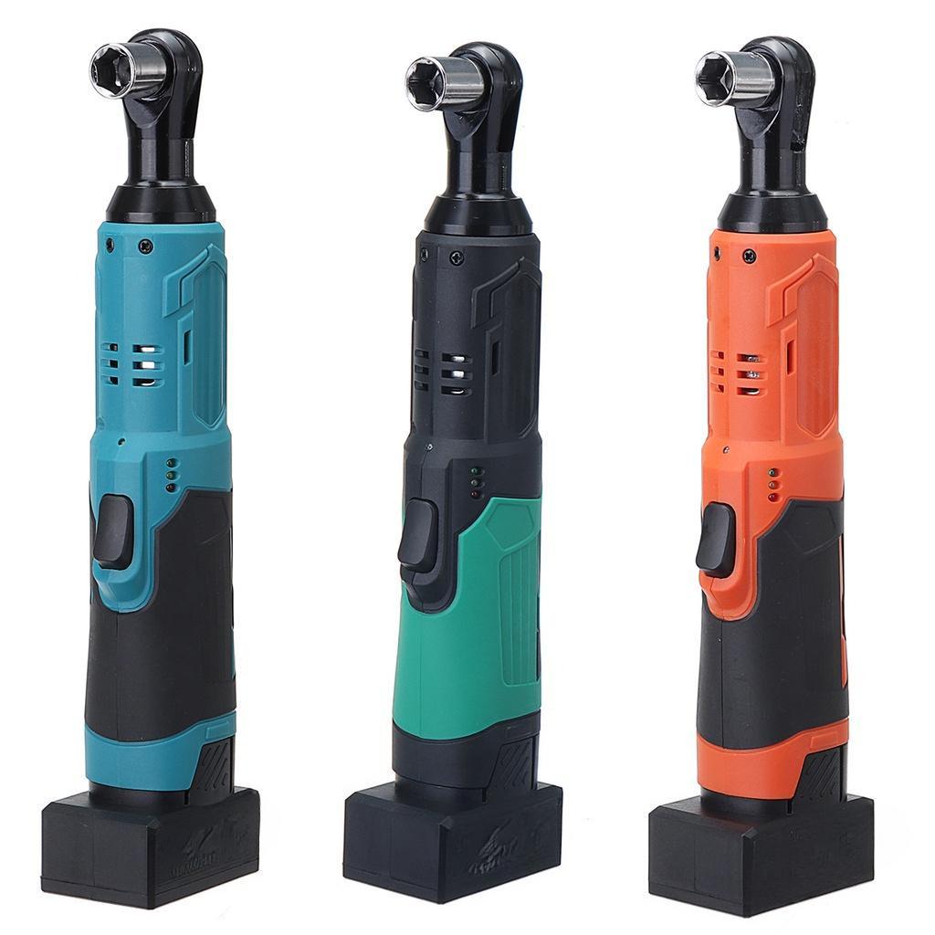 3/8" 42V Rechargeable Scaffolding 100Nm Right Angle Wrench Tool + 2 Battery Charger Cordless Electric Wrench Ratchet