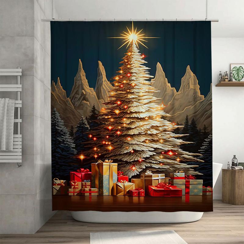 

Tuniu Majestic Forest Bath Curtain Woodland Deer Nature Shower Curtain Rustic Mountain Landscape Home Decor Artistic Premium Fab W60H190(CM)-1 Pcs