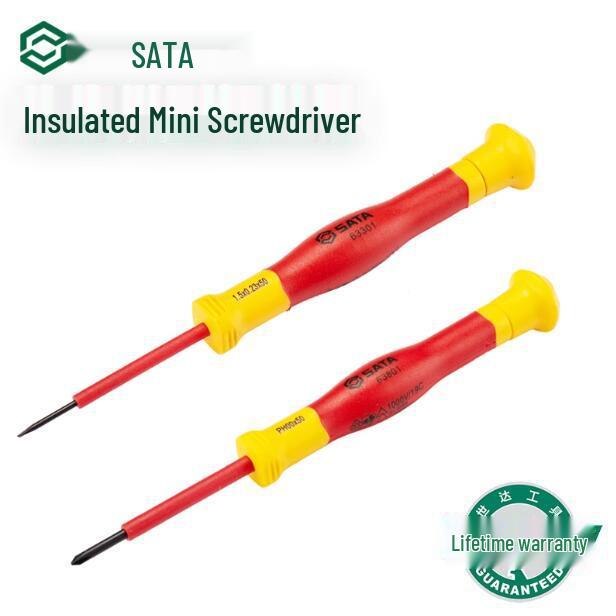 SATA VDE Insulated Flat-Head Precision Screwdriver - Two-Color Handle (63301 to 63305) 63302