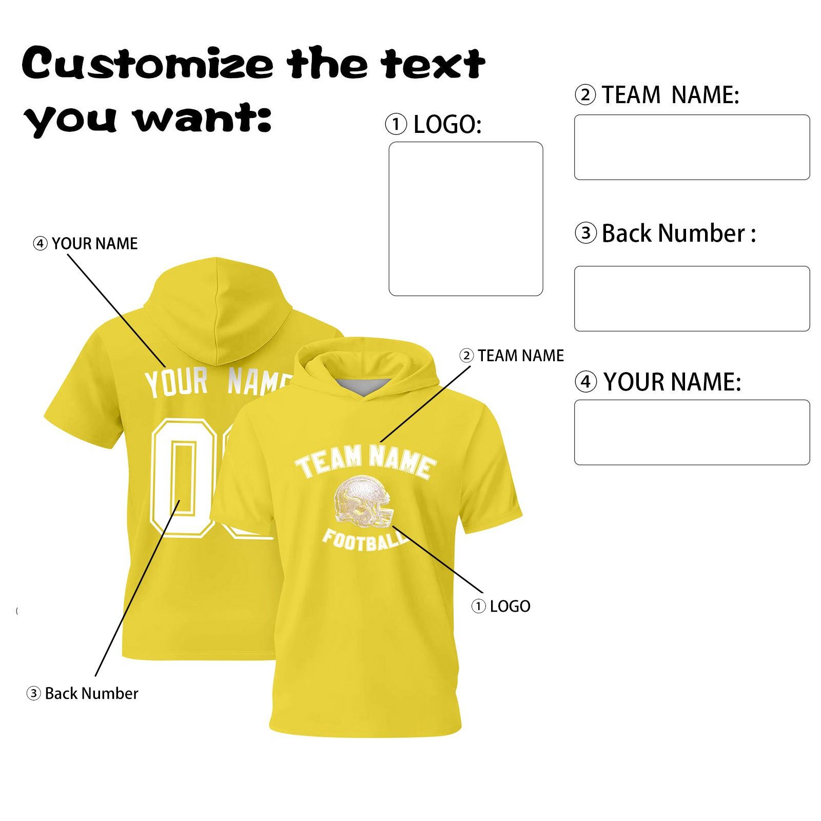 

Мужская персонализированная футболка-худи с коротким рукавом и прямыми плечами XXXL жёлтый