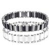 Bracciale in Acciaio Inossidabile Titanio Ceramica Uomo Donna 8mm Bianco Nero Design Geometrico Ondulato Gioielli Moda Minimalisti