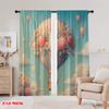 2pcs 2D flat printing Curtains Vintage floral  air balloon Digital Printed Polyester Drapes Holiday Decorations for Po