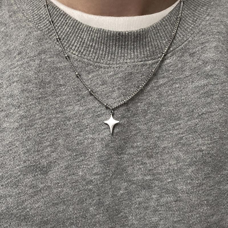 Star Pendant Necklaces Four-pointed Star Chokers Necklaces Hot Girl Women Y2k Jewelry Alloy Material Party Accessories