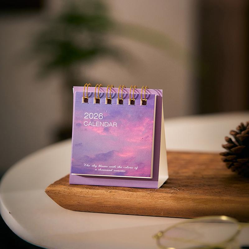 2026 Mini Calendar Office School Supplies Creative Retro Scenery Cover Calendar Planner Desk Accessories Decoration Gift