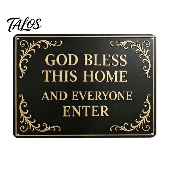 Dekorative Hausschilder Gott segne dieses Vintage-Metallwand Schild, Eisen Hängende Plakette Dekor, Balkon Christliche Segens Kunst für Garten Hof Veranda