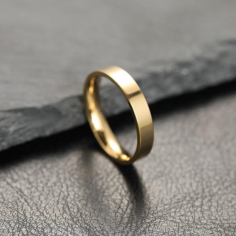 Ring Women's Non-fading Niche Design 4mm Bright Surface, Plain Ring Stainless Steel Jewelry Couple Ring