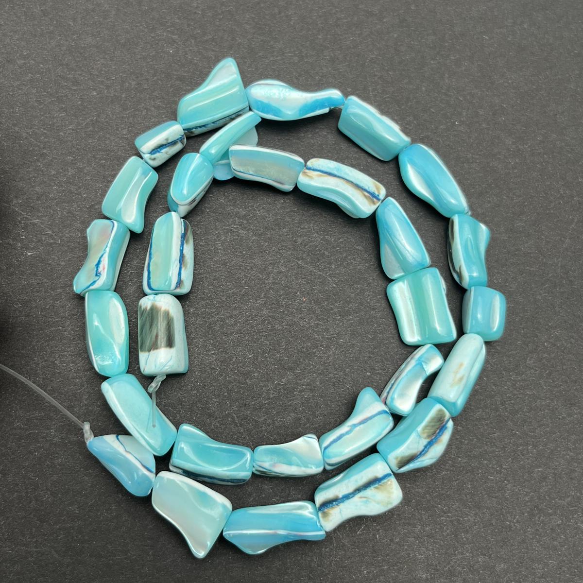 

1 нить бусин из натуральной ракушки перламутра, морской стиль, бусины неправильной формы ручной работы для изготовления украшений, DIY ожерелье, браслет, аксессуары для ножного браслета 38 см 1String-38cm синий