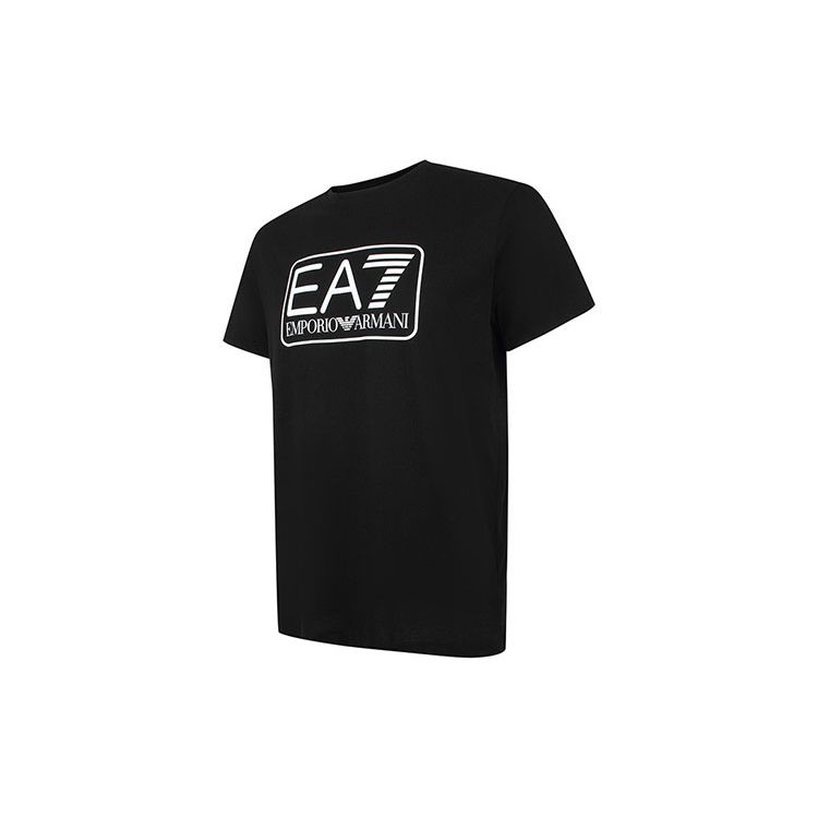 Emporio Armani EA7 Letter And Number Print Crew Neck Casual Short Sleeve T-Shirt Men Tops Black 8NPT10-PJNQZ-1200