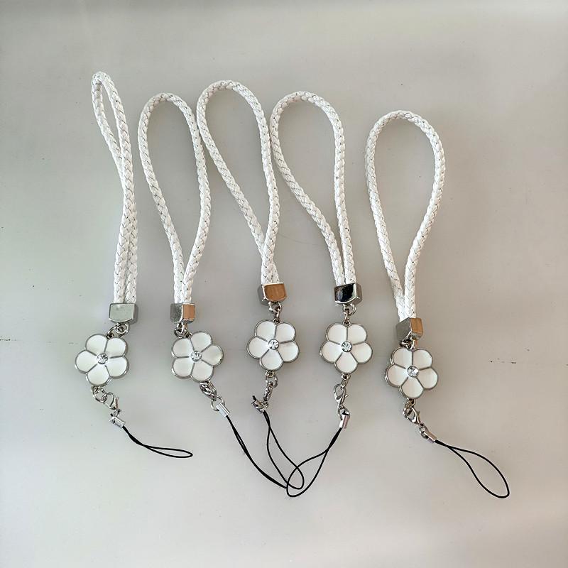 Camellia Clover Nylon Woven Wrist Phone Lanyard Mobile Phone Case Pendant