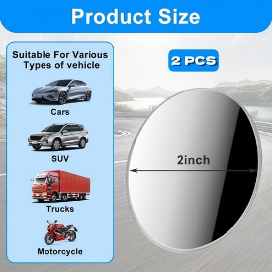 2X Blind Spot Mirror Auto 360° Wide Angle Convex Rear Side View Car Truck SUV