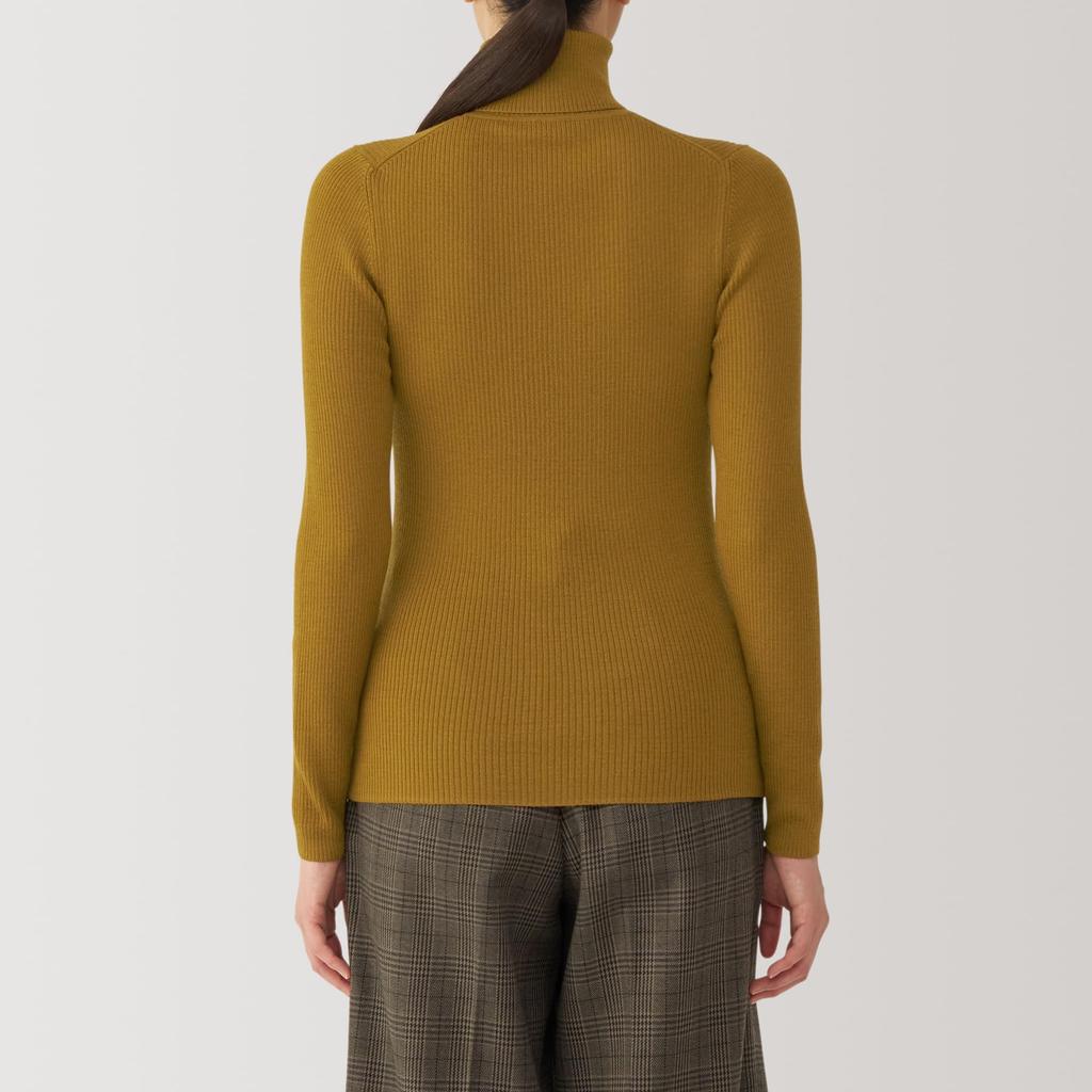 MUJI Washable Wool Rib Turtleneck Size XS Women's High-Gauge Sweater, BA1OXA4A, Mustard,