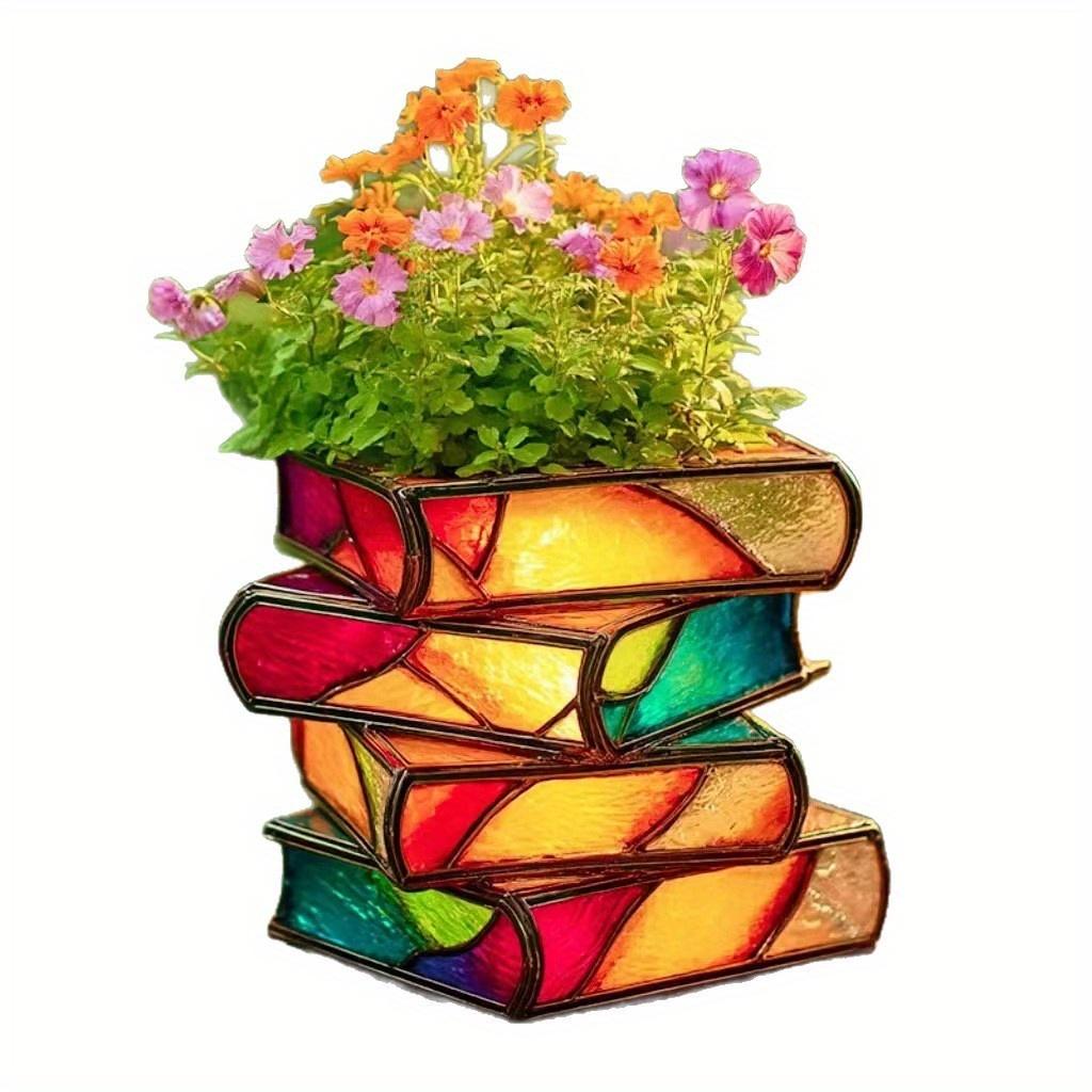 1Pc Stacked Books Resin Crafts Desktop Ornaments for Outdoor Patio Garden Home Living Room Office Decoration