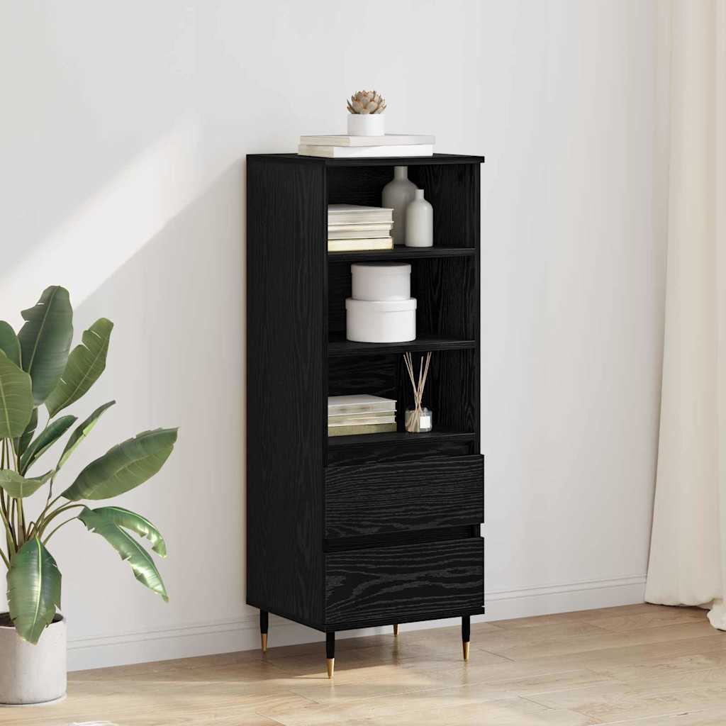 Highboard in Black Oak Look 40 x 36 x 110 cm Particleboard