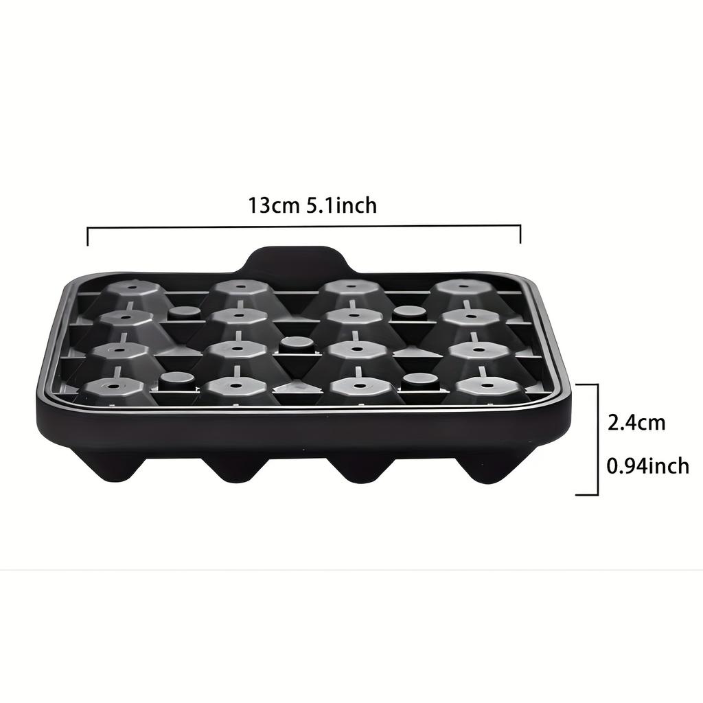 16 Cavity Mini Diamond Ice Cube Tray Silicone Mold With Lid Stackable Easy Release Small Ice Maker Home Bar And Cocktail Drinks