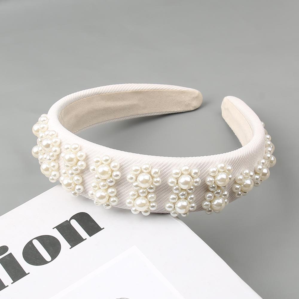 Hotselling Item Pearl Sponge Headband Handmade Nail Bead Multi-color Flower Hair Hoop Versatile and Fashionable Hair Accessories