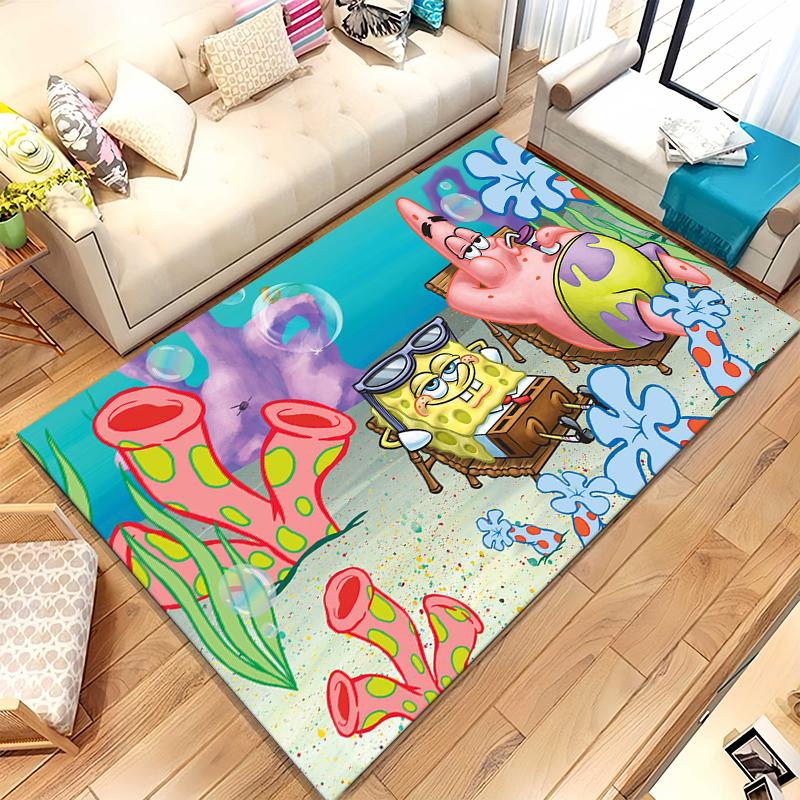 Funny S-SpongeBob Patrick Star Cartoon Living Room Non-Slip Area Rug Soft Carpet for Bedroom Playroom Sofa,Home Decor Doormat