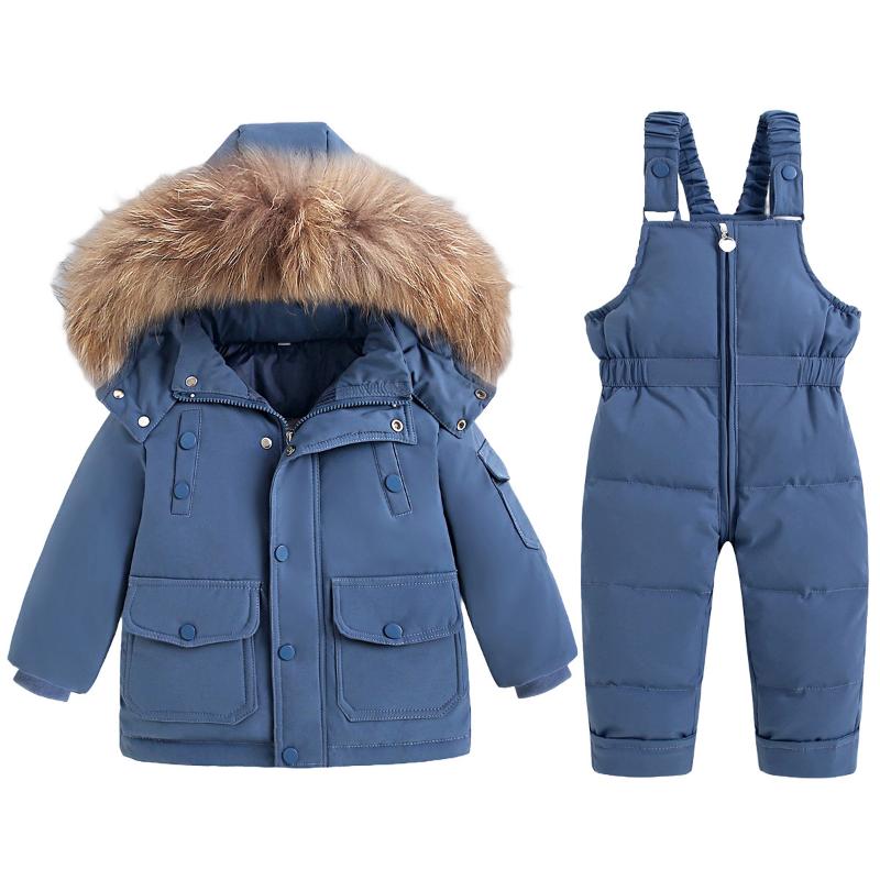 Winter Baby Down Jacket for Boys and Girls Two-piece Suit for 1-5 Years Old Overalls Jumpsuit