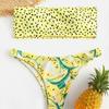 1011 New Sexy Watermelon Print Tube Top Split Women's European and American Bikini Swimsuit Popular Swimsuit