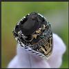 New Retro Handmade Turkish Rings for Men Vintage Double Swords Black Zircon Rings Punk  Trendy Islamic Religious Muslim