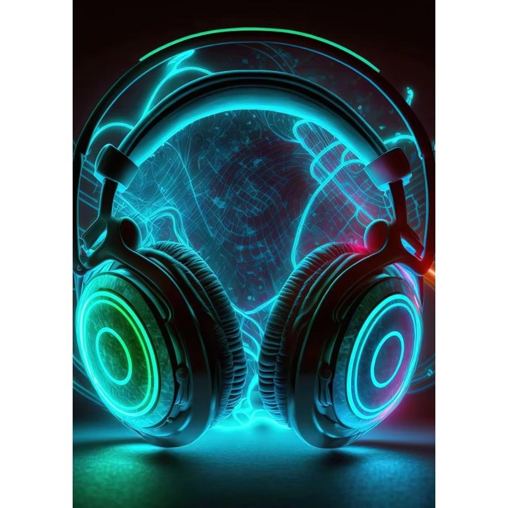 Pop 80S Live Music Neon Punk Poster Aesthetics Dj Guitar Karaoke Headphones Canvas Painting Wall Art Picture for Home Room