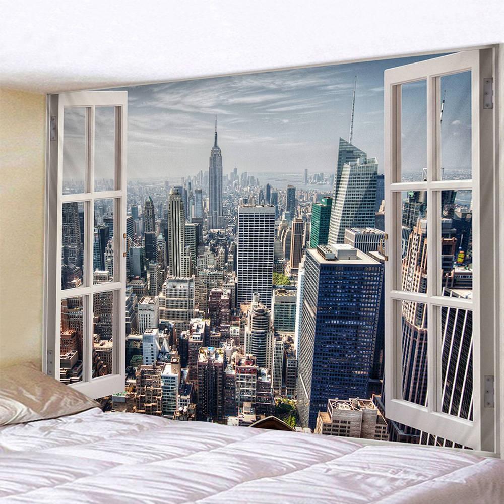 Wall Hanging Living Room Bedroom Window Natural Landscape Beach Large  Covering Decoration Tapestry Background Cloth Bedside