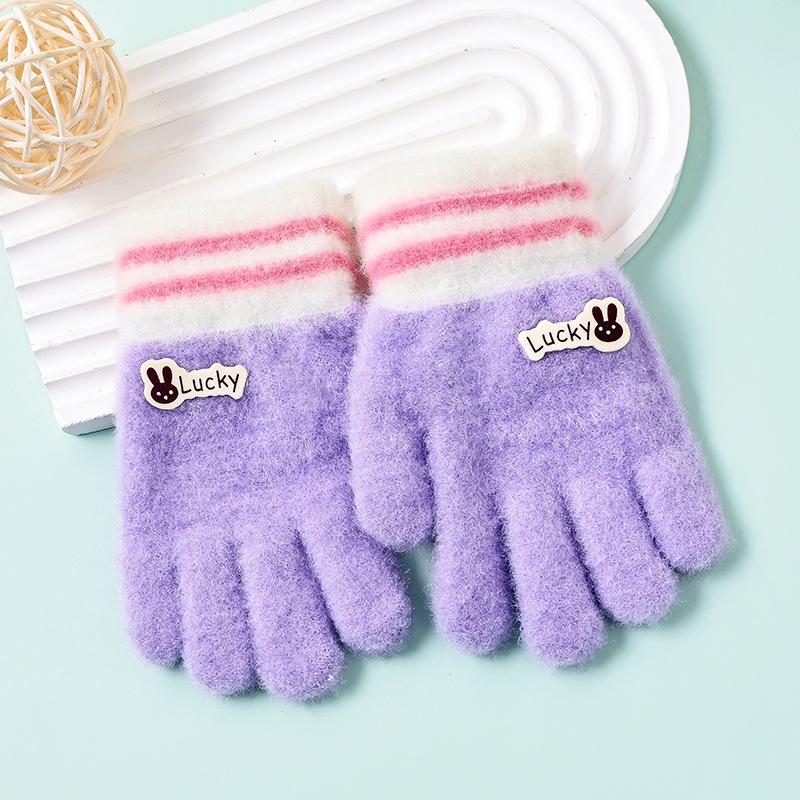 Cartoon Cute Winter Gloves for Kids: Warm Full-Finger Design for Girls and Boys
