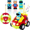 Cartoon RC Remote Control Cars for Toddlers Radio Control Toy with Driver Doll for Baby RC Race Car Toys Gifts for Boys & Girls