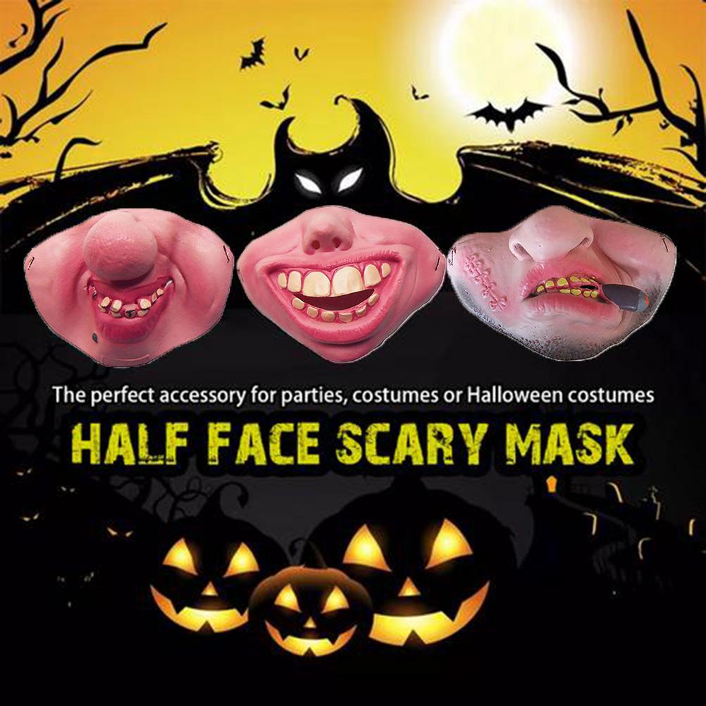Funny Adult Party Mask Latex Clown Cosplay Half Face Horrible Scary Mask Masquerade Halloween Party Carnival Birthday Gift