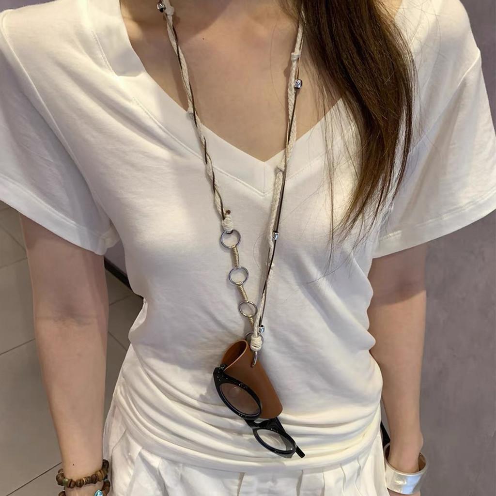 Lange Kette im Vintage-Stil für Damen mit handgefertigten Perlen