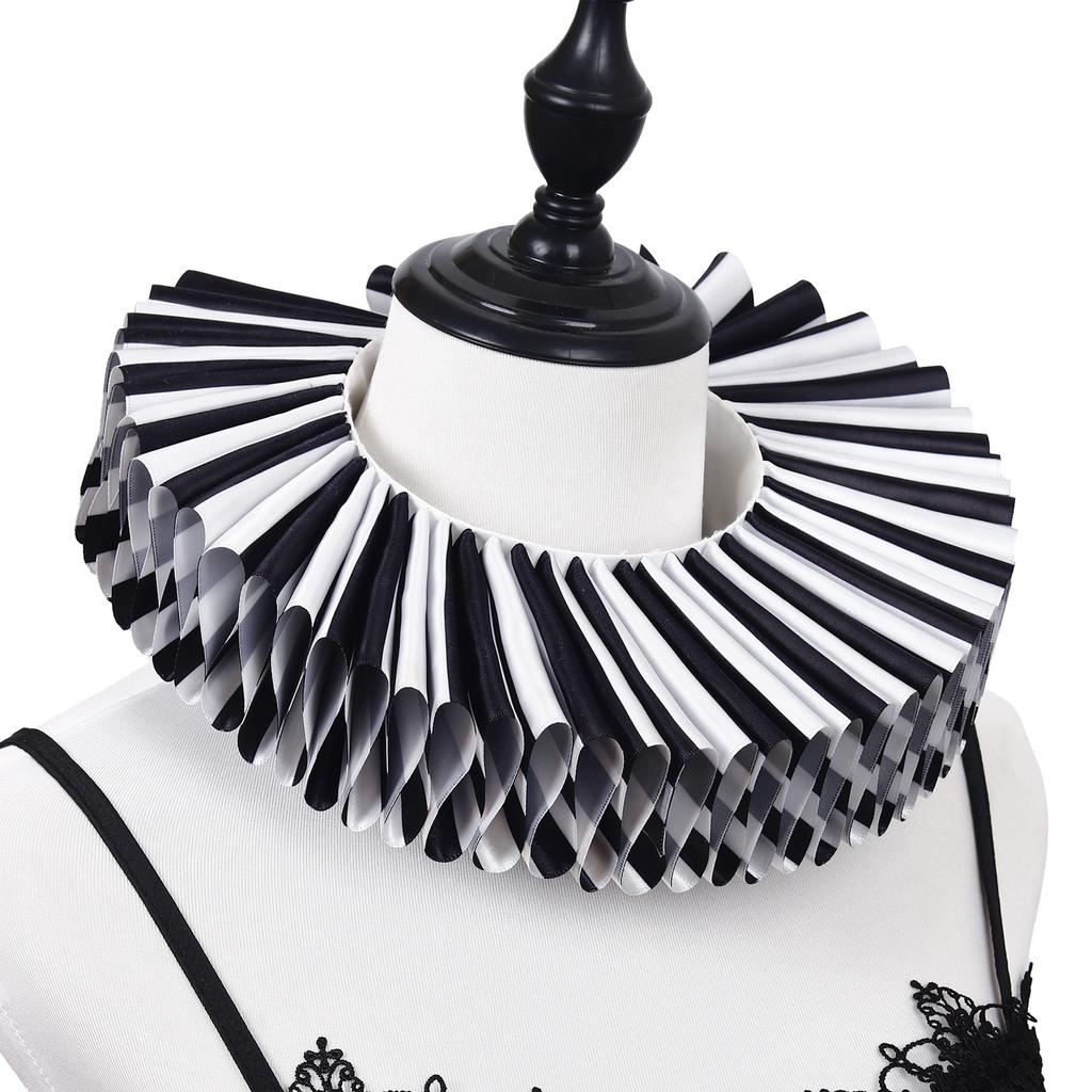 Theater Grade Elizabethan Collar Set For Clown Costumes Machine Washable Polyester Roleplay Accessories
