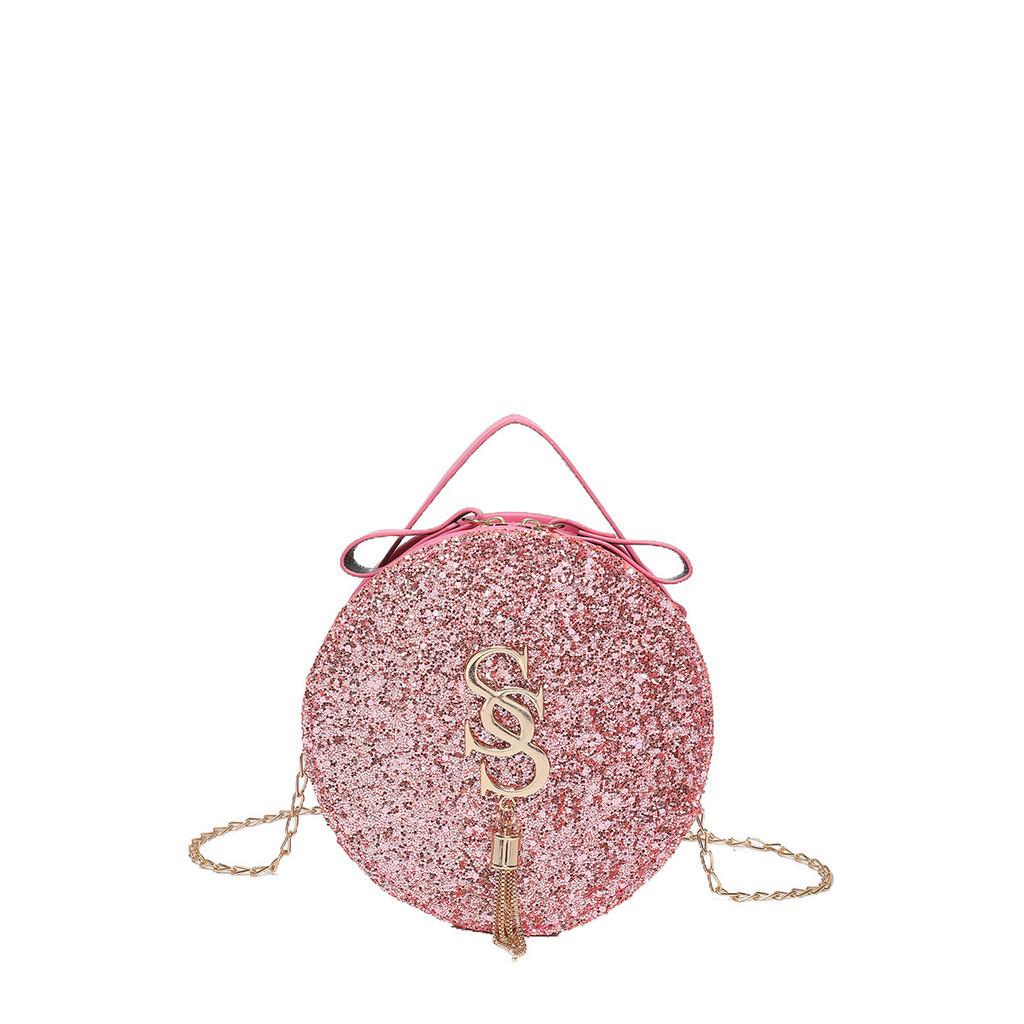 

Stylish Sequin Handbag For Women 2024 Trendy Small Round Bag For Daily Use рожевий