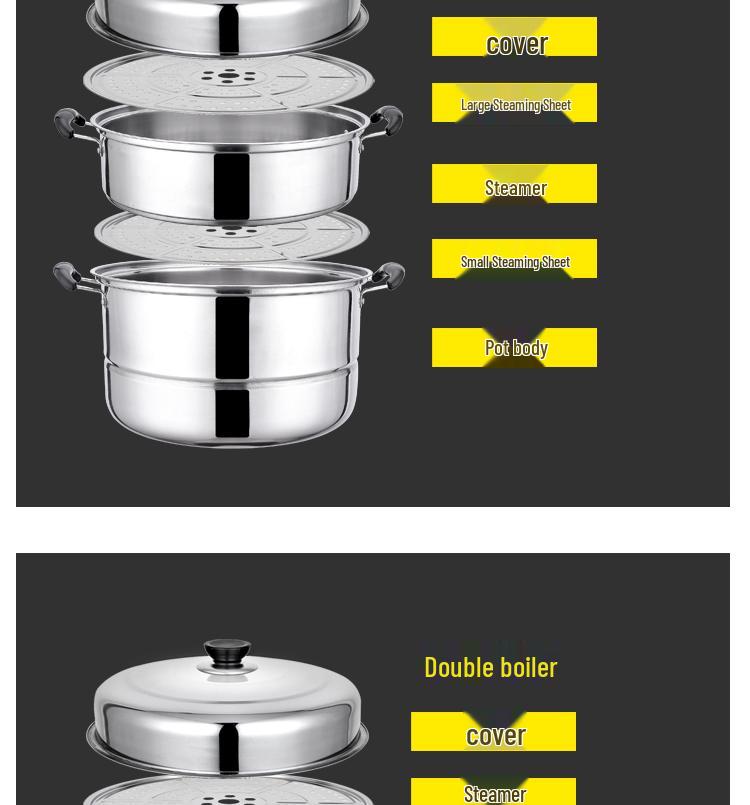 Stainless Steel Three-Layer Steamer with Tray and Soup Pot for Induction Cookers