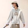 Li Ning Sports Fashion Series Far Infrared Warmth Anti-Static Anti-Bacterial Crew Neck Loose Fleece Pullover Casual Long Sleeve Sweatshirt AWDUF90-1