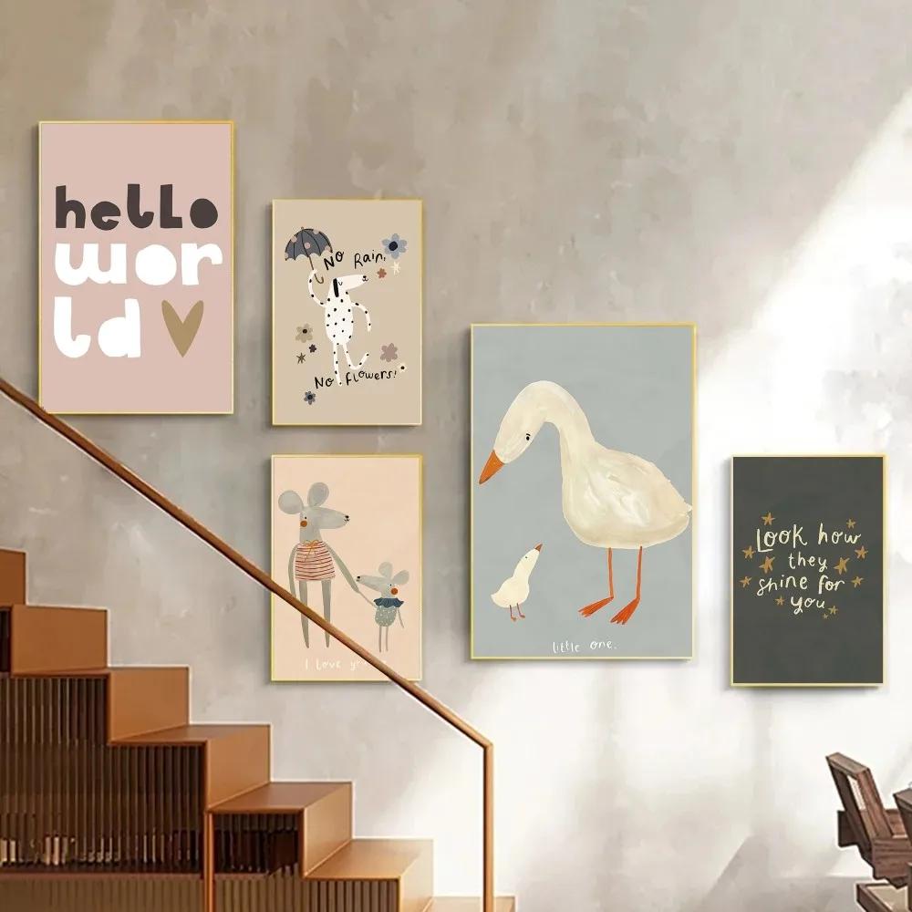 1 Stück Nordisch Cartoon Fuchs Hase Kindergarten Poster Aufkleber Kunst Wandmalereien Dekor Spielzimmer Dekor Geschenke Kawaii HD Malerei Katze